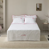 Cotton 100% bed- cover flower embroidery white